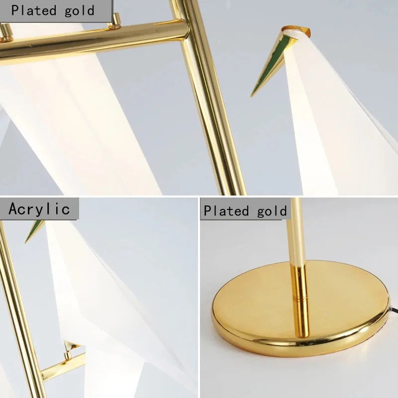 Perch Light table Lamp Led Designer Gold Origami Bird Standing Lamps For Living Room Creative Art Deco Safaside Corner Lamp