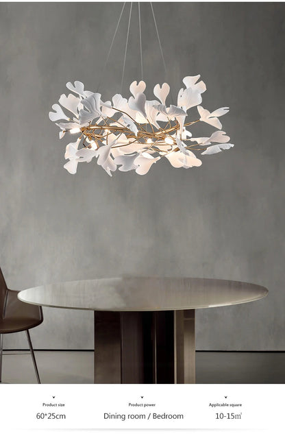 Luxury Ceramic Ginkgo Leaf Chandelier Gold Branches Chandelier