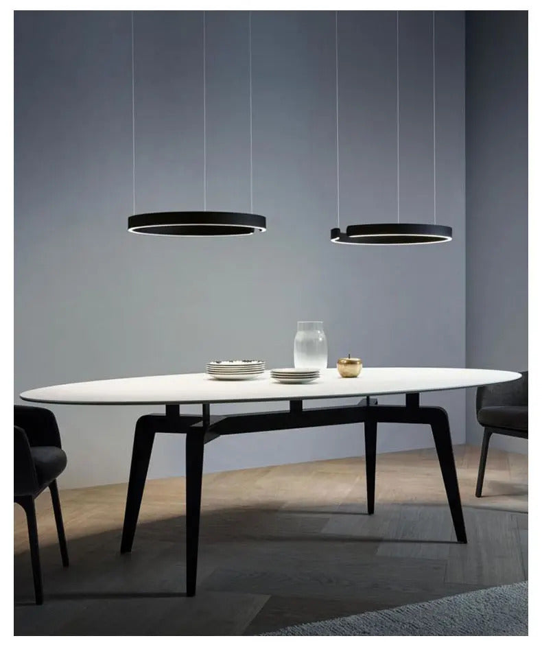 Nordic Led Ring Chandelier Modern Design Rose Gold Black White and Gold Lamp