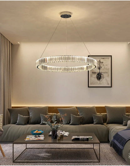 Luxury Crystal LED Pendant Lights Home Villa Living Room Dimmable Lighting Lustre Decoration Ceiling Chandelier Lamps Fixtures