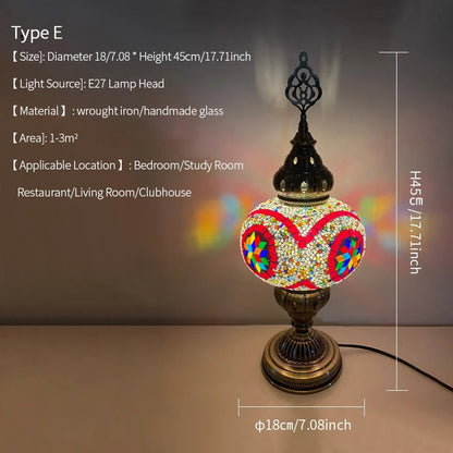 Turkish Mosaic Table Lamp Hand Crafted Decorative Lighting