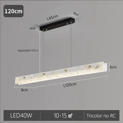 Luxury Linear Pendant Light LED Minimalist Natural Marble Chandelier Hanging Ceiling Fixtures for Kitchen Island Dining Room Bar