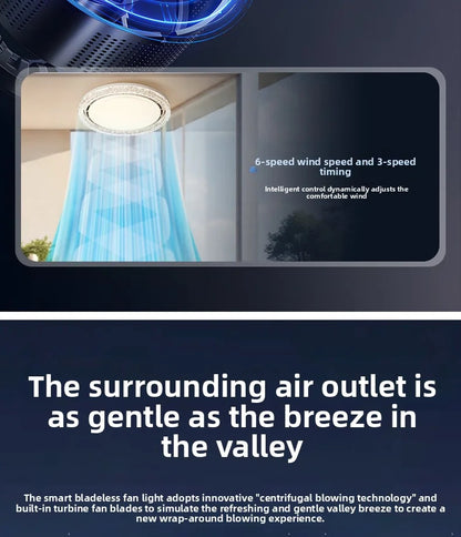 Light Luxury Bladeless Fan Light Modern Minimalist Creative Room Ceiling Light