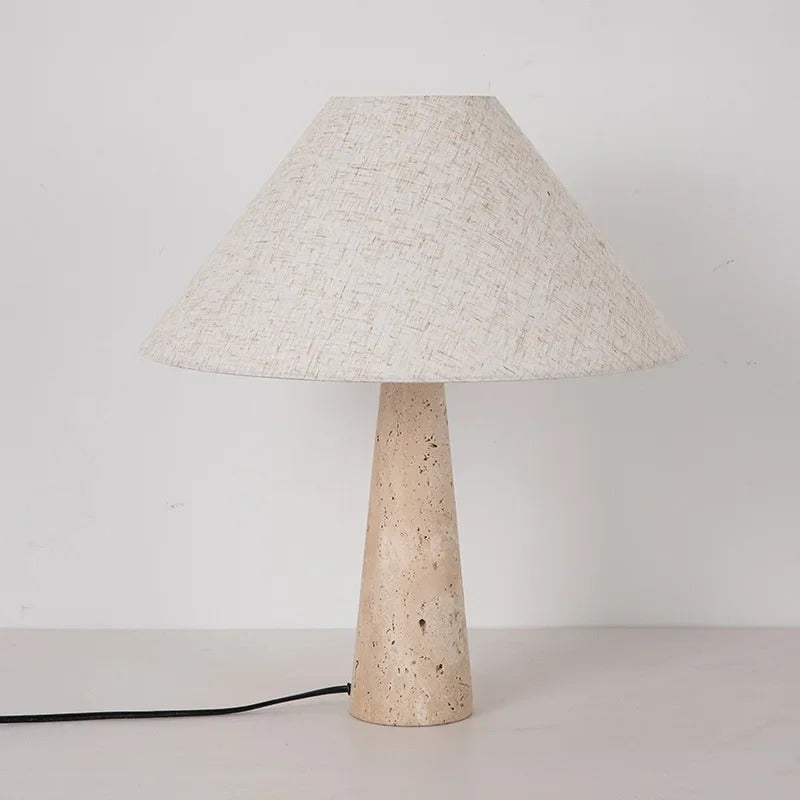 Yellow Travertine Fabric Art Table Lamp Japanese Stone Table Lamp
