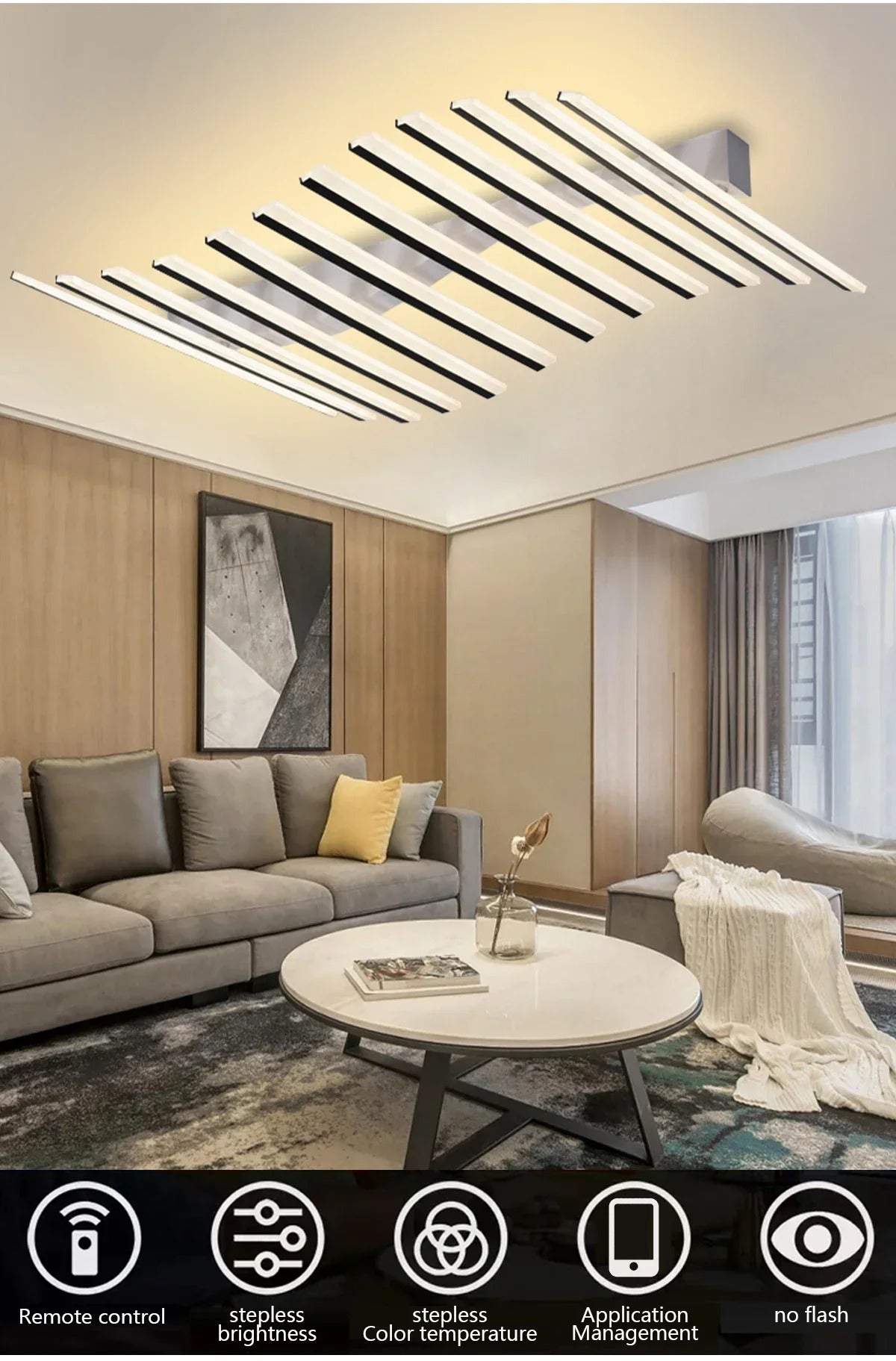 Art Fishbone Line Acrylic LED Ceiling Lamp Living Room Bedroom Lighting