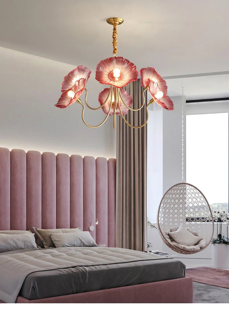 Lotus Flower Chandelier Modern Glass Flowers Led Chandelier