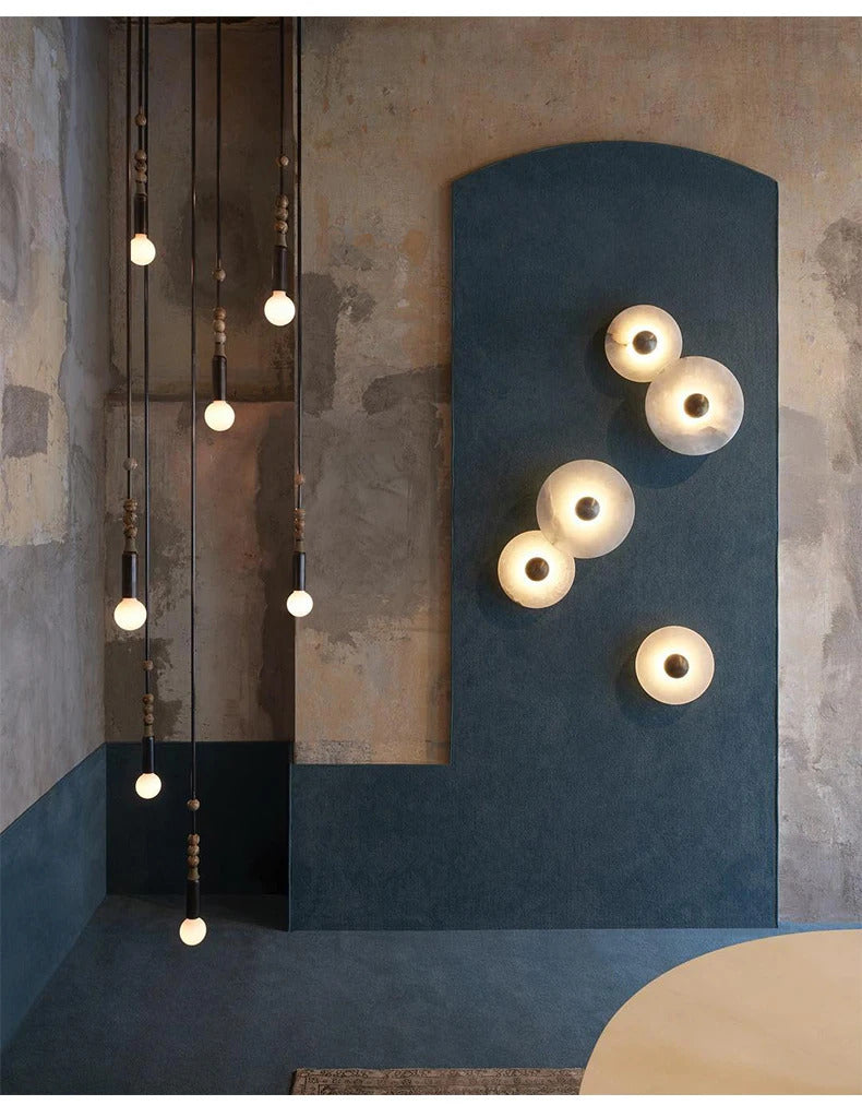 MEDIAN Wall Lamp Round Shape Gold Natural marble LED Wall sconce lighting