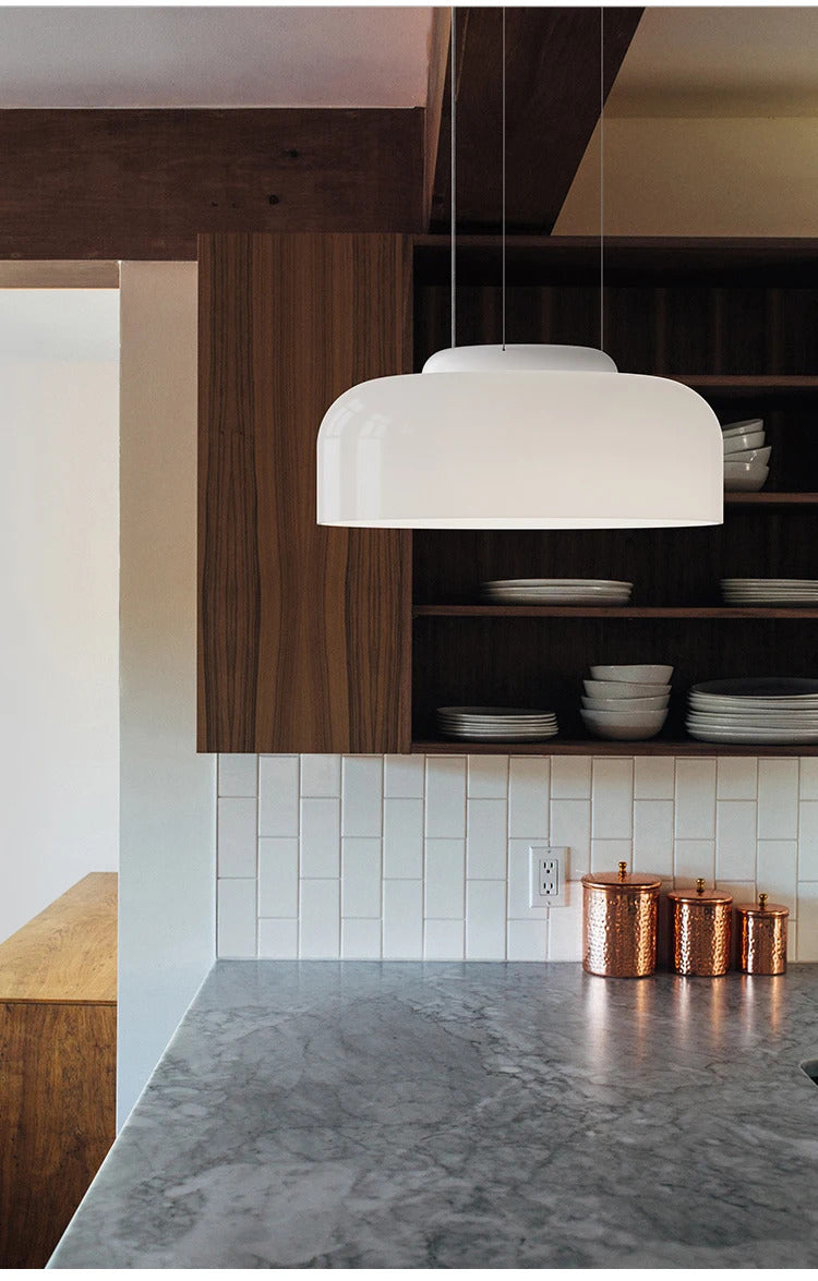 Italian Creative White Glass Shade Pendant Lights Nordic Led Bedside Lamp Round Hanging Lighting for Bar Dining Room Decor Light