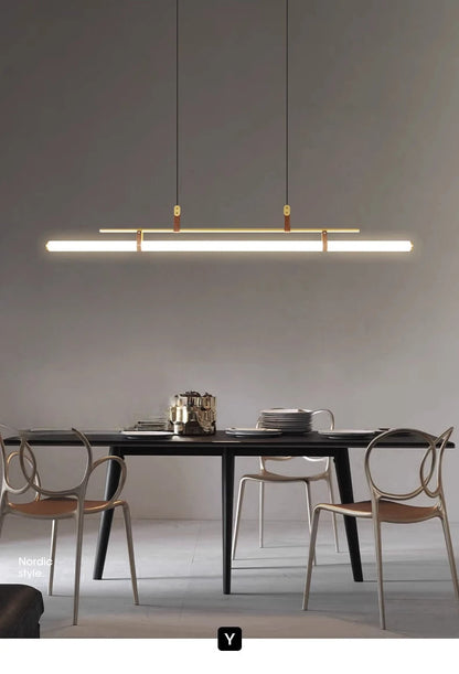 Nordic Minimalist Dining room Study Room Office Desk lighting Coffee Table Kitchen island Long Strip LED Ceiling Pendant Lamp