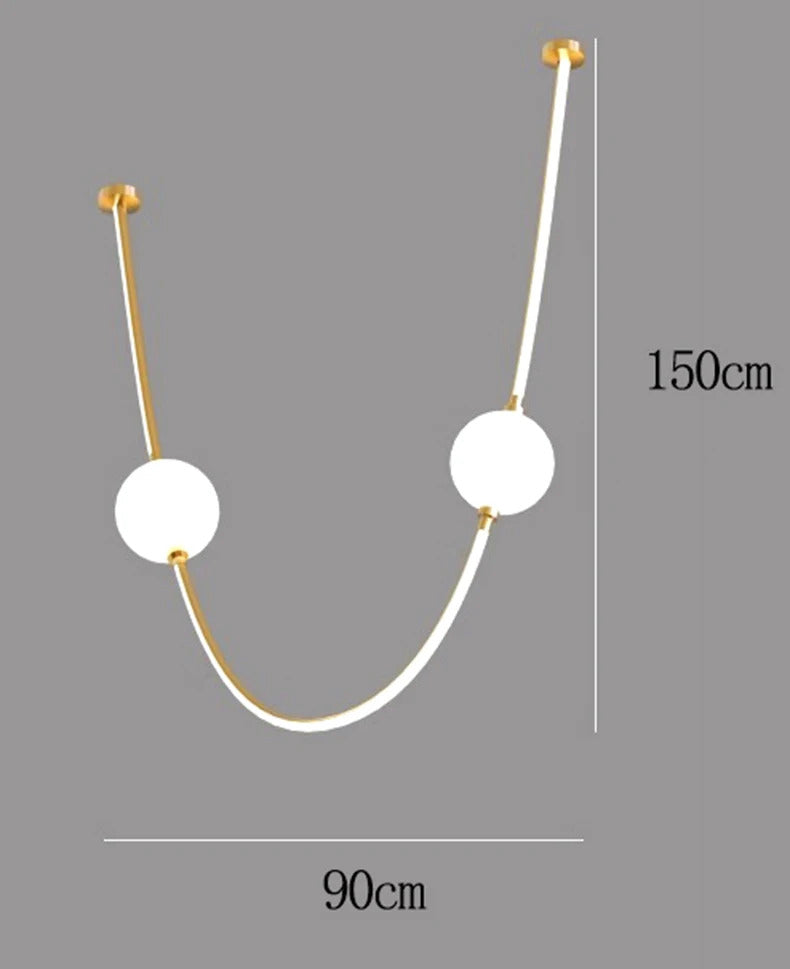 Postmodern glass ball chandelier nordic led curve light Dimmable staircase lamp