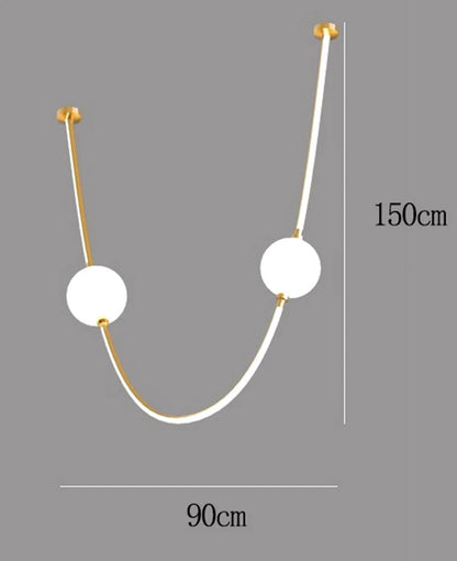 Postmodern glass ball chandelier nordic led curve light Dimmable staircase lamp