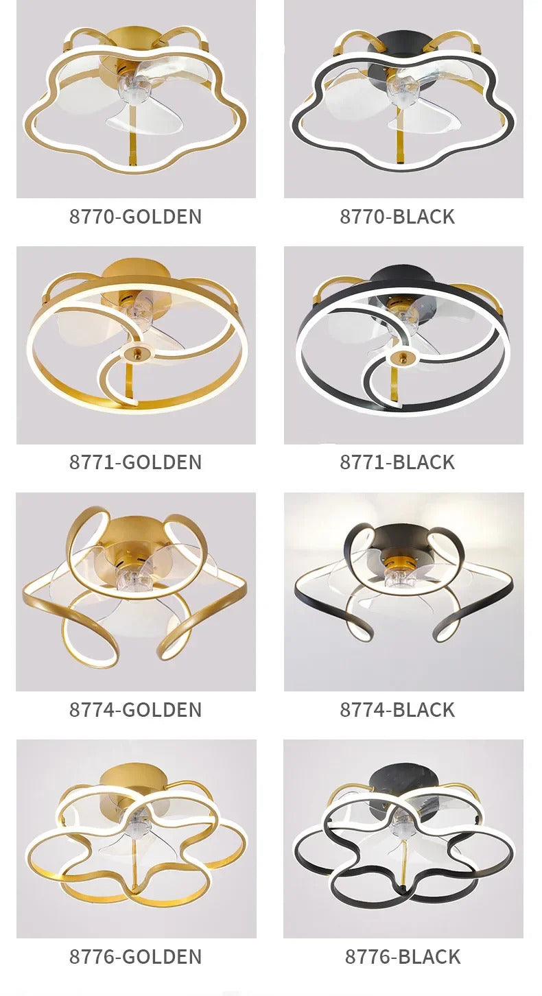 Modern simple LED Ceiling Fan Lamp with remote control Dining Room Bedroom Indoor lighting