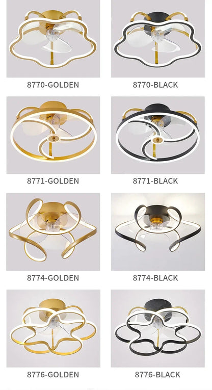 Modern simple LED Ceiling Fan Lamp with remote control Dining Room Bedroom Indoor lighting