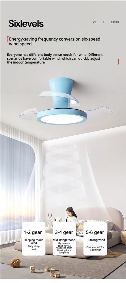 Children'S Room Invisible Fan Light Bedroom Quiet Ceiling Fan Light