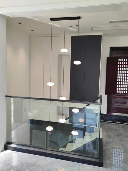 Modern villa Staircase Chandelier Nordic Oval String Ball Duplex Building LED pendant Light
