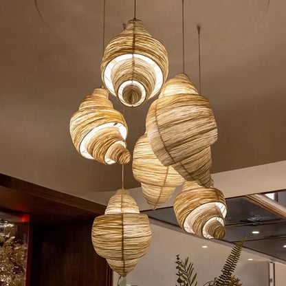 Japanese Staircase Pendant Lamp Creative Personality Art Croissant LED Chandelier