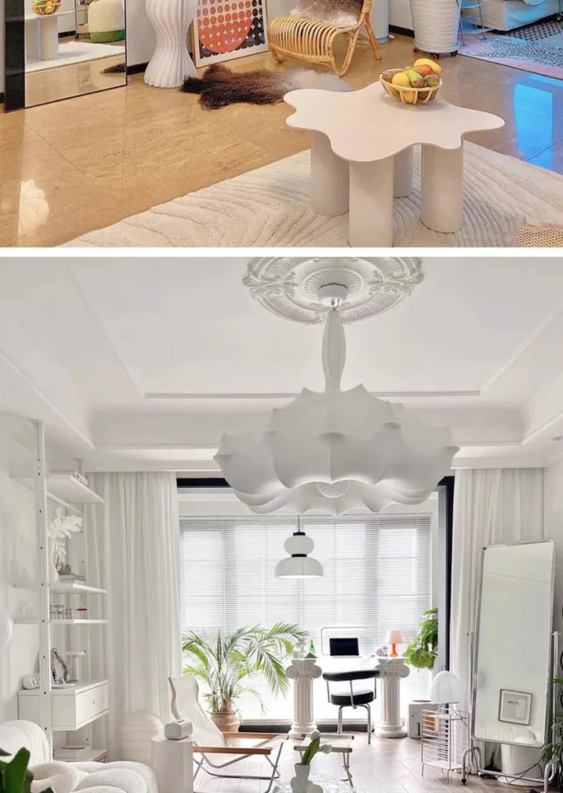 Modern Japanese Wabi Sabi Silk Pendant Lamp Living Dining Room Bedroom Ceiling Chandelier