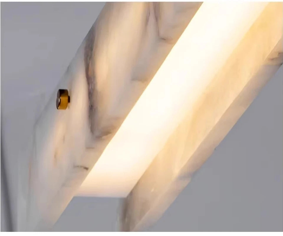 Luxury Linear Pendant Light LED Minimalist Natural Marble Chandelier Hanging Ceiling Fixtures for Kitchen Island Dining Room Bar