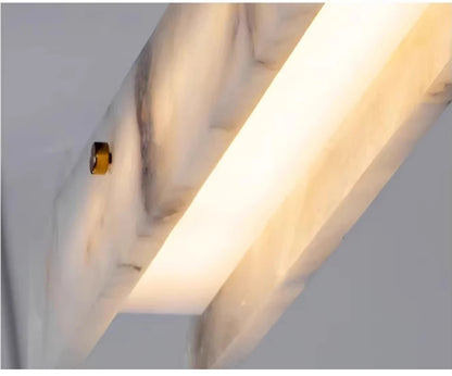 Luxury Linear Pendant Light LED Minimalist Natural Marble Chandelier Hanging Ceiling Fixtures for Kitchen Island Dining Room Bar