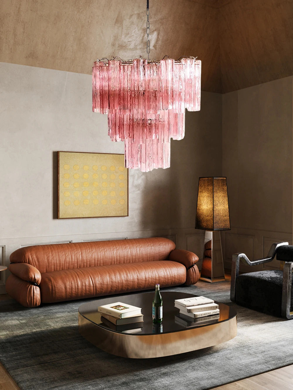 Pink Clear Glass Tube French Design Led Chandelier Lighting Hanging Lamp Lustre Suspension Luminaire Lamp For Dinning Room Decor