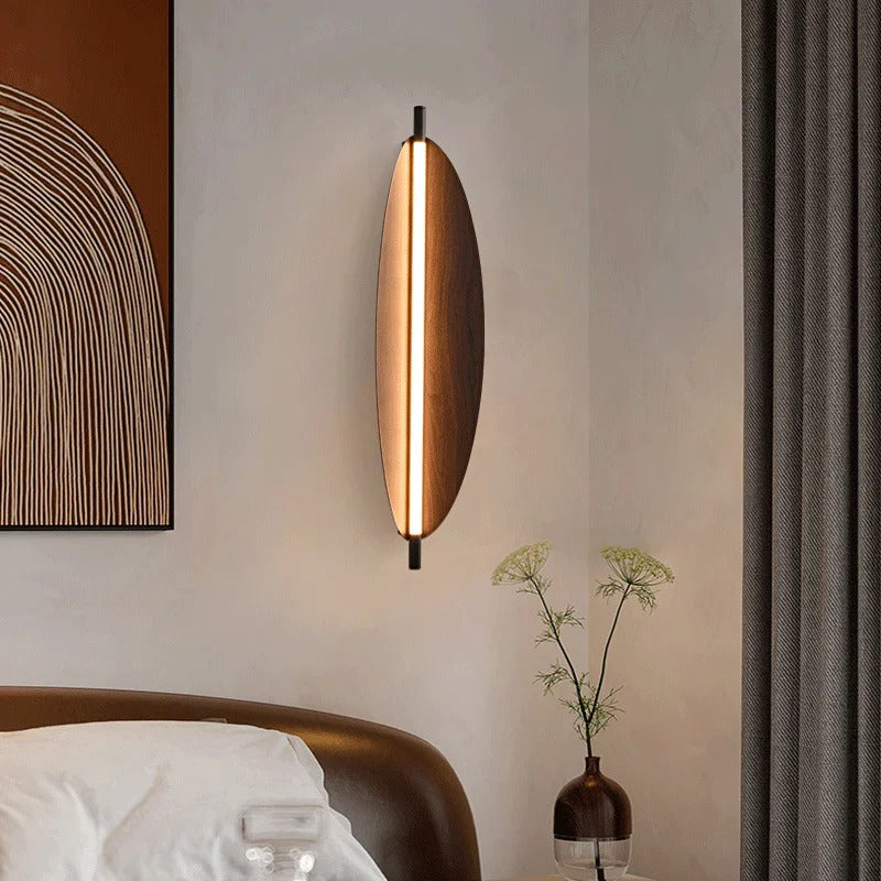 Thula leaf Wall Lamp Nordic Long minimalist wall light Japanese Wood Grain sconce