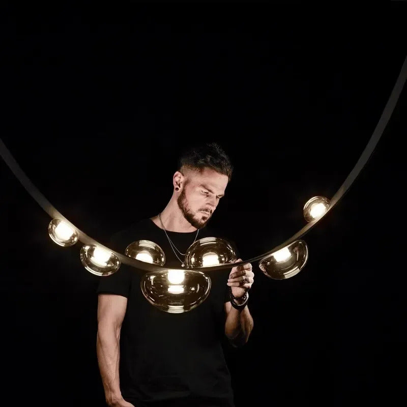 Italian Designer Loft Chandelier Luxury Leather Hanging Pendent Light