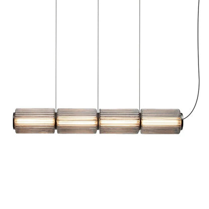 Restaurant Long Stripe Pendant Light Smoke Gray Glass Lampshade Nordic Led Hanging Light