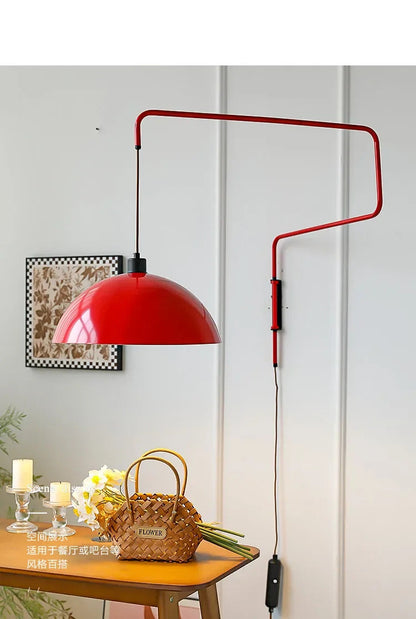 Red Rocker Chandelier Modern Folding Retractable Wall Lamp Long Arm Chandelier