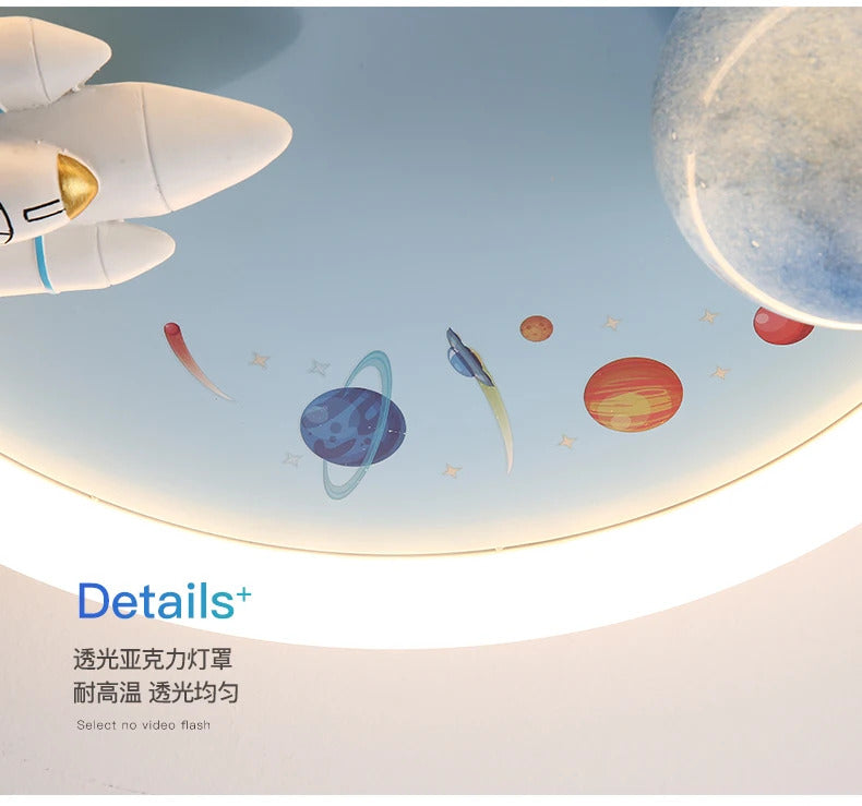 Modern Kids Room Ceiling Fan Light Cartoon Moon Astronaut children bedroom hanging Light