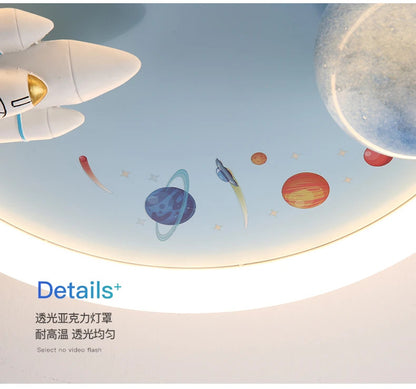 Modern Kids Room Ceiling Fan Light Cartoon Moon Astronaut children bedroom hanging Light