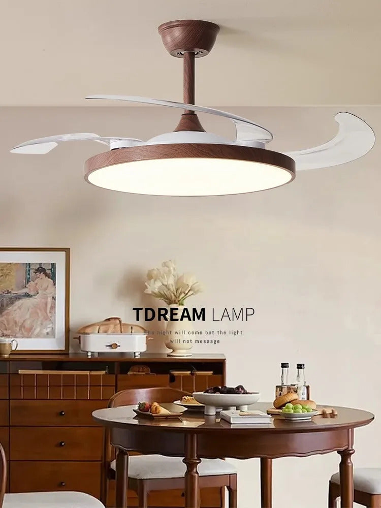 Ceiling Fan With Light Modern Remote Smart Invisible Ceiling Fan Bedroom Lamp