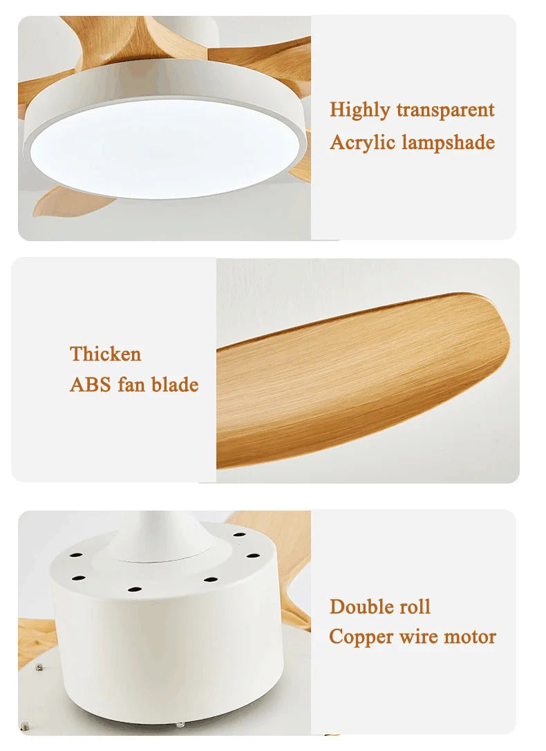 Nordic Large Ceiling Fans light Modern Natural wood color Simple Remote Control Ceiling Fan lamp