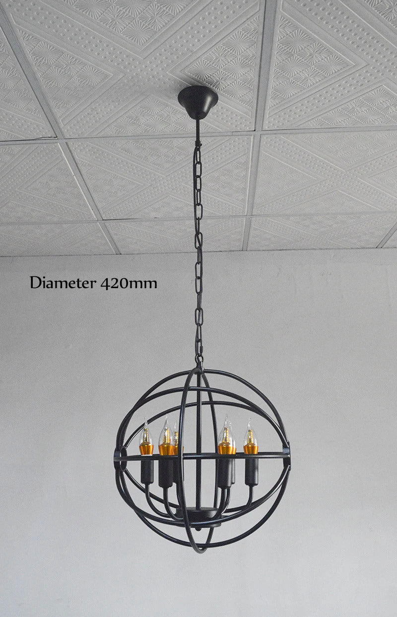 Retro Wrought Iron Chandelier Rustic Orb Chandelier