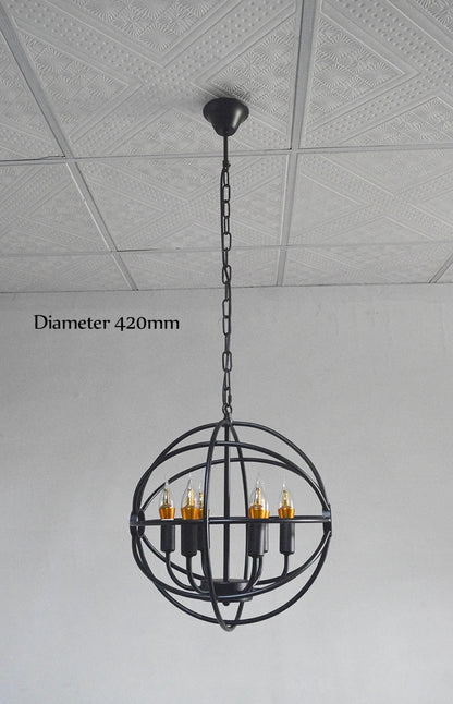 Retro Wrought Iron Chandelier Rustic Orb Chandelier