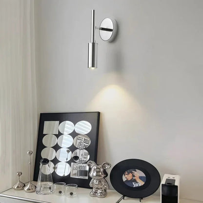 Modern Bauhaus silver small wall lamp Nordic simple bedroom bedside wall light
