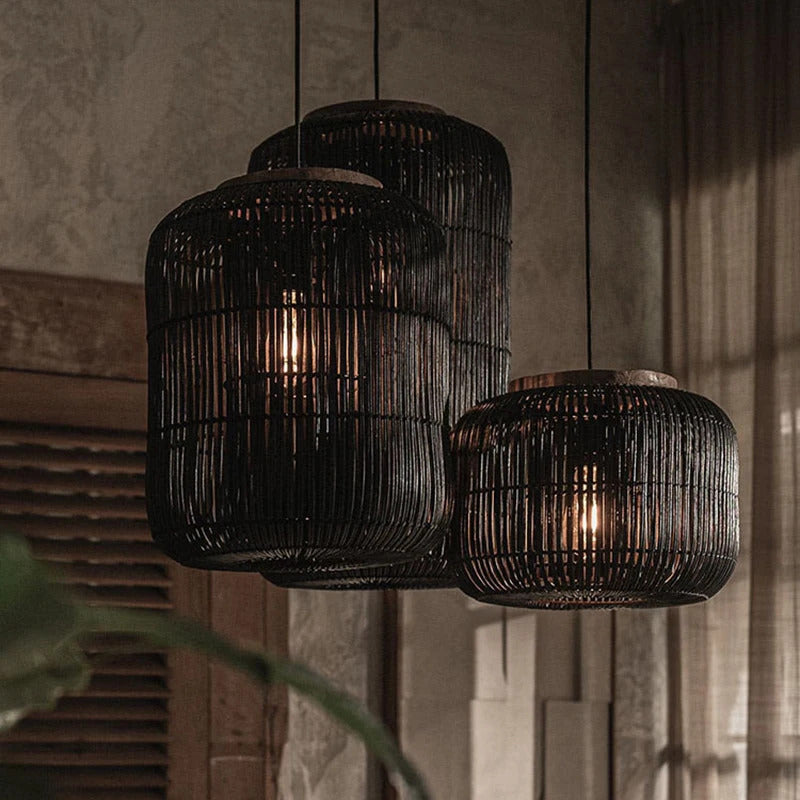 Rattan pendant light vintage Wabi-sabi Lights