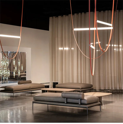 Duplex Leather Chandelier Restaurant staircase chandelier