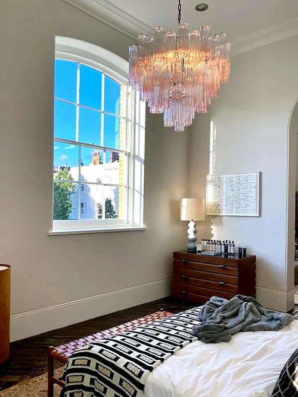 Modern Pink Glass Chandelier Designer Texture Glass Chandelie