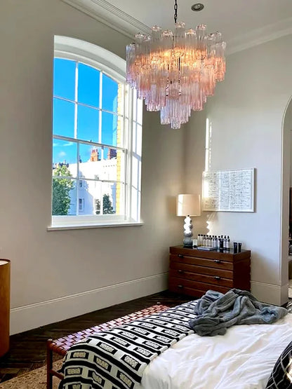 Modern Pink Glass Chandelier Designer Texture Glass Chandelie