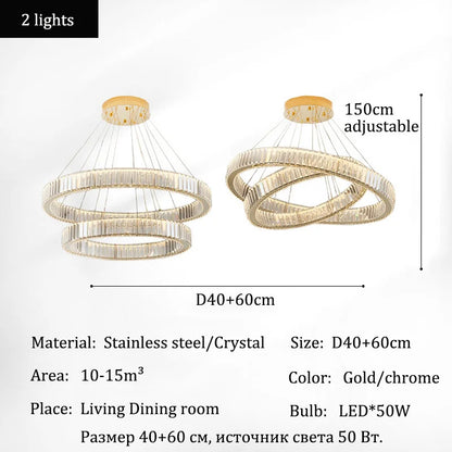 Luxury Crystal LED Pendant Lights Home Villa Living Room Dimmable Lighting Lustre Decoration Ceiling Chandelier Lamps Fixtures