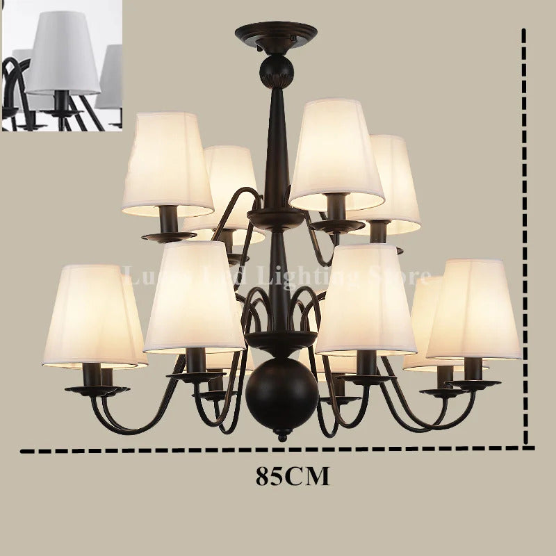 Ameican Black Rustic Chandelier Hotel Salon Hanging Lamp