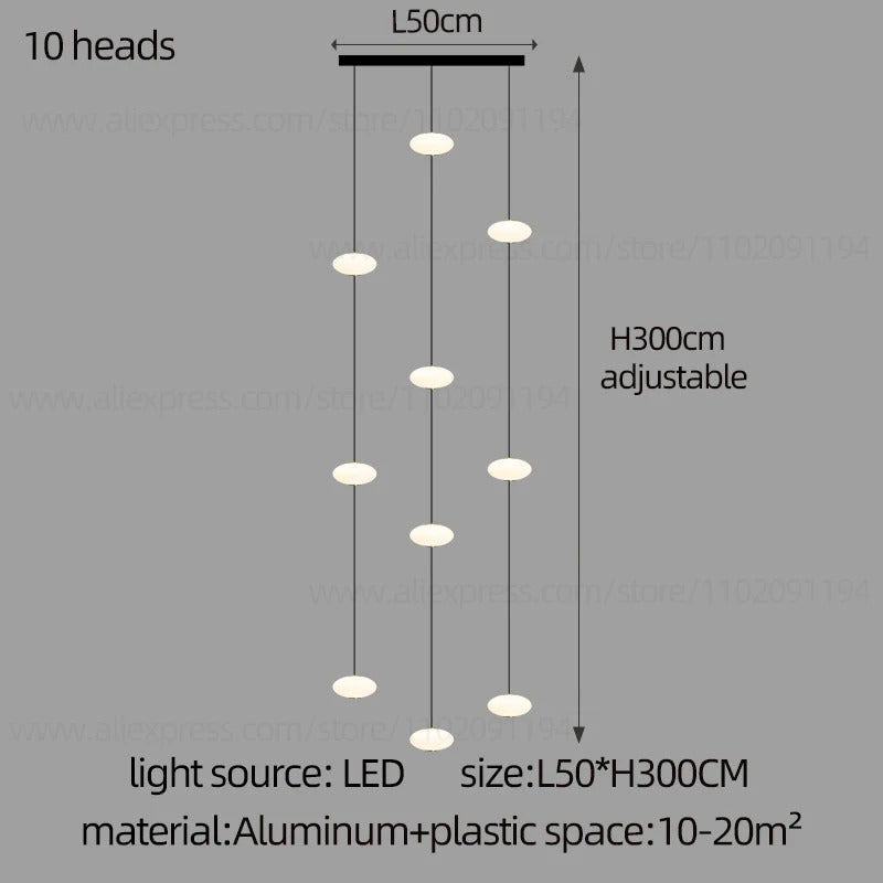 Modern villa Staircase Chandelier Nordic Oval String Ball Duplex Building LED pendant Light