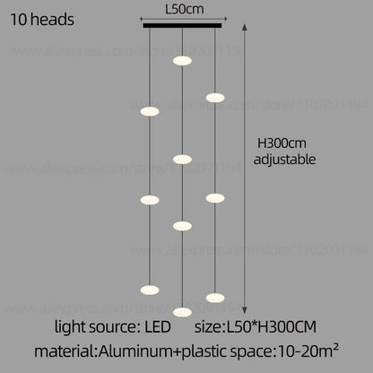Modern villa Staircase Chandelier Nordic Oval String Ball Duplex Building LED pendant Light