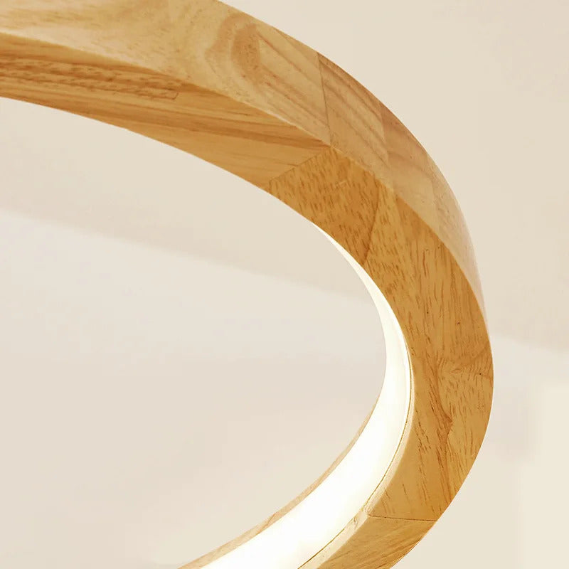 Japanese hanging lamp LED 2 round pendant light design wood light