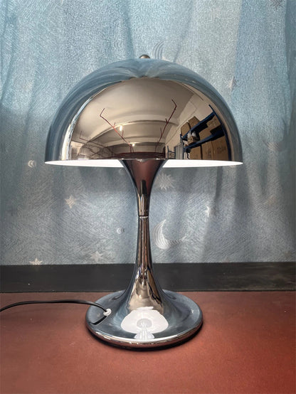 Mushroom Table Lamp Denmark Chrome Desk Light with E27 Bulb for Bedroom Living Room