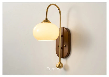 French Lomin Retro Wall Lamp Luxury vintage Glass wooden Wall Light sconce