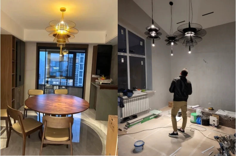 Vintage Gravity Origin Chandelier Luxury Metal lustre suspension black amd gold light for Living Dining Room kitchen island Lamp