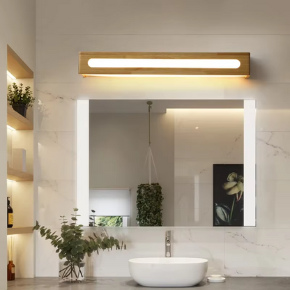 Modern Bathroom Mirror Wall Lamps Nordic Solid Wooden Linear LED Sconce light