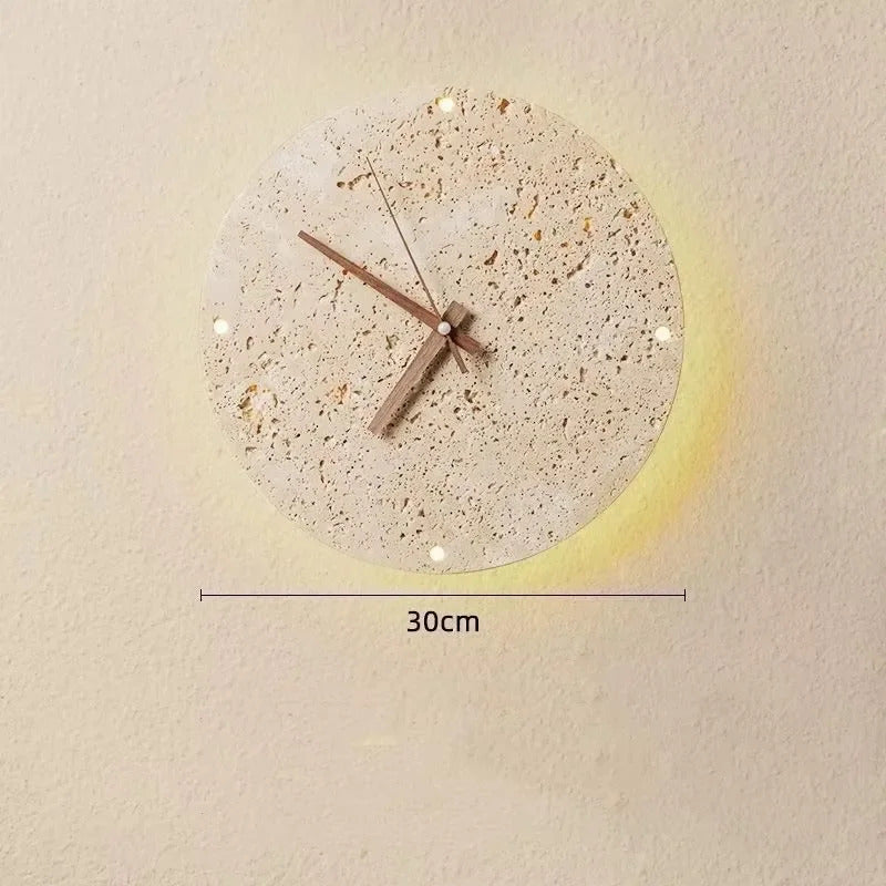 Creative Cave Stone Clock Wall Lamp Wabi Sabi Background Wall Light sconce