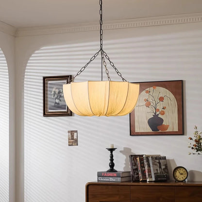 Japanese Wabi Sabi Retro Fabric Pendant Lights Living Dining Room Chandelier